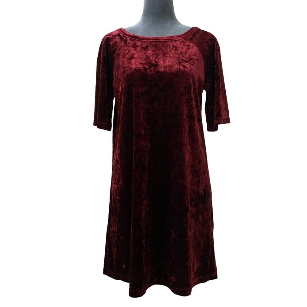 BB Dakota Womens Small Velvet Mini Swing Dress Small Burgundy Red Sleeveless